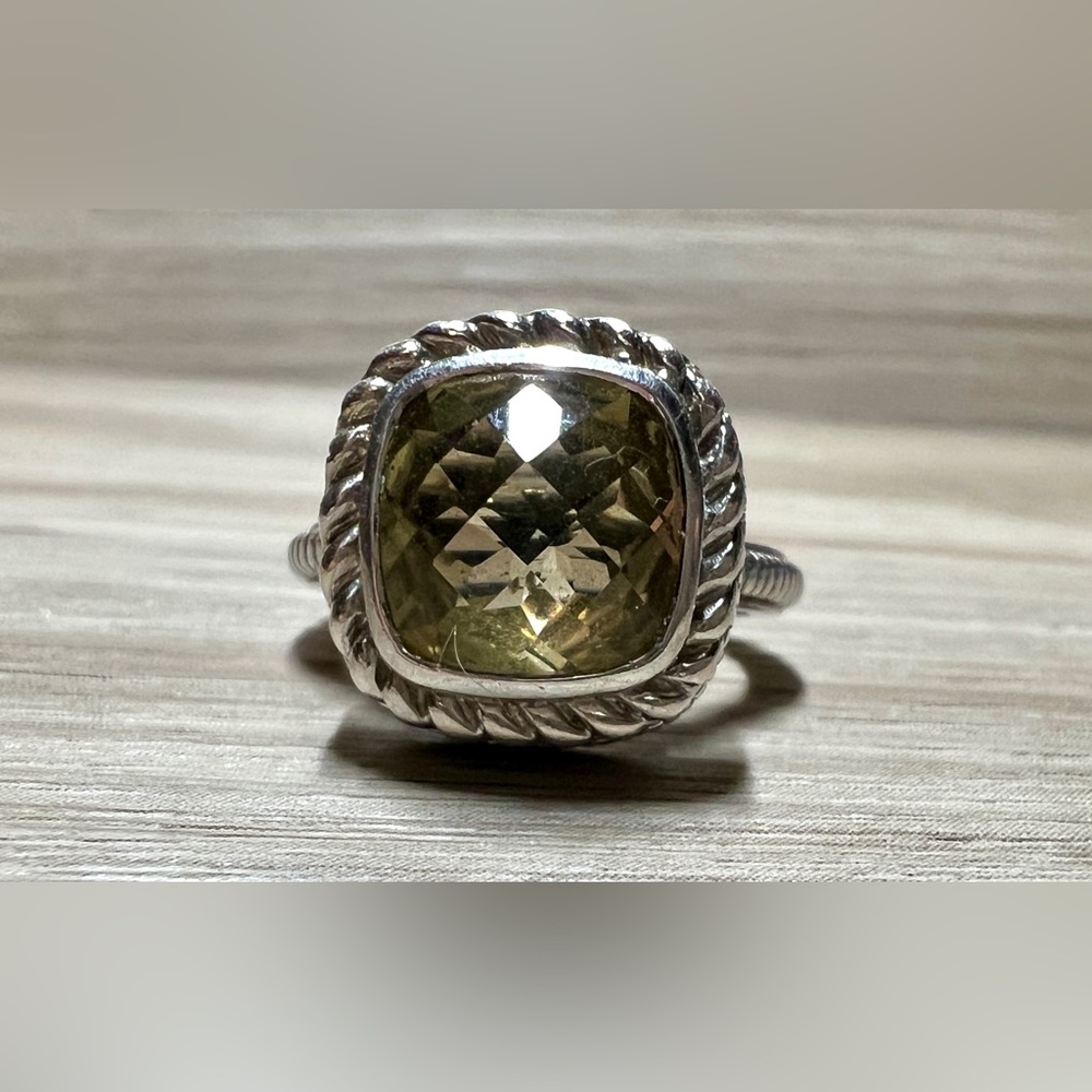 Designer Judith Ripka Sterling Silver Pale Green Prasiolite Ring, Size 7.5 - Picture 3 of 13